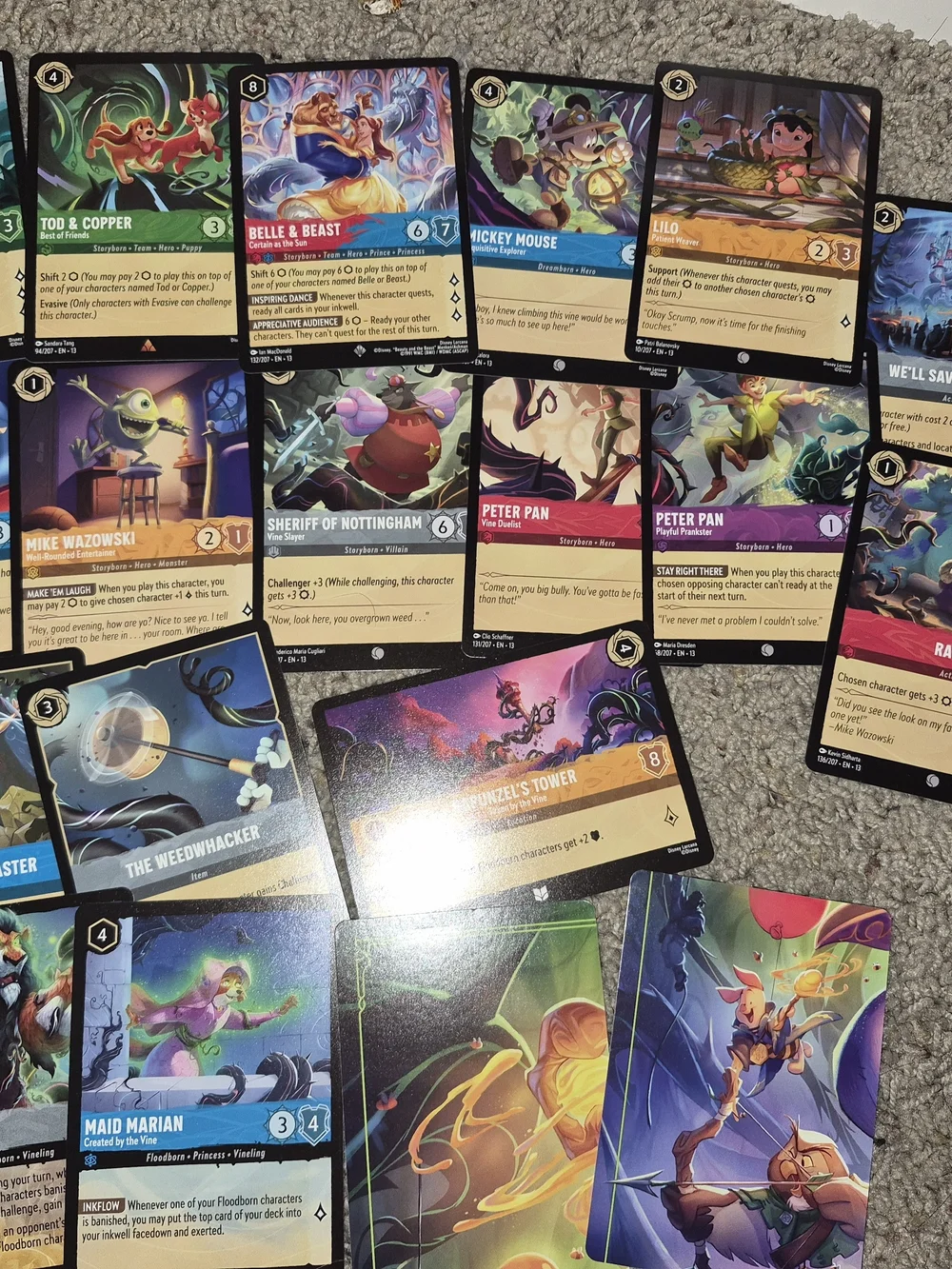 Disney Trading Card Lot - Purple, Green, Blue, Yellow